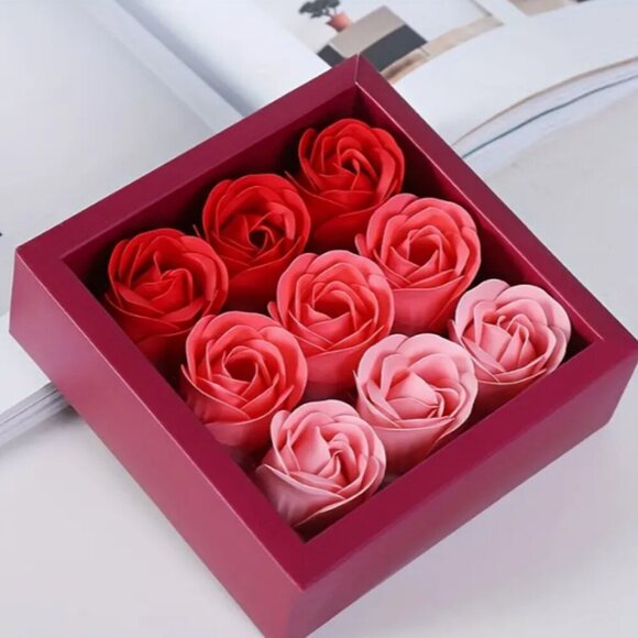 Beautiful Pink Rose Flower Bouquet box - Pack of NINE roses - Picture 2 of 3